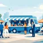 Negocio móvil en plazas que atrae clientes