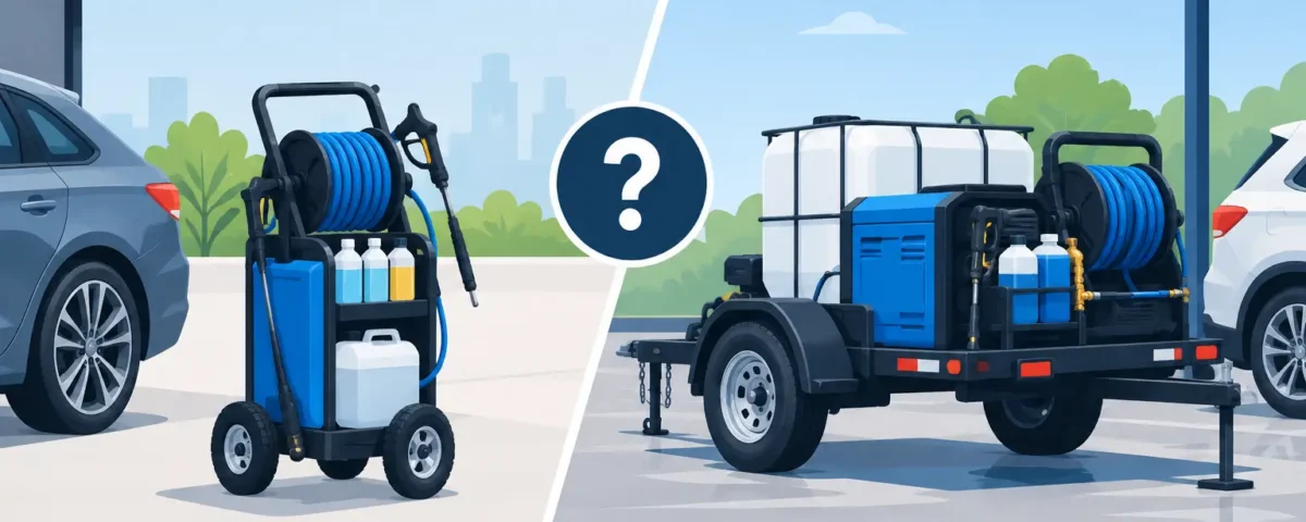 ¿Carrito compacto o remolque para autolavado?