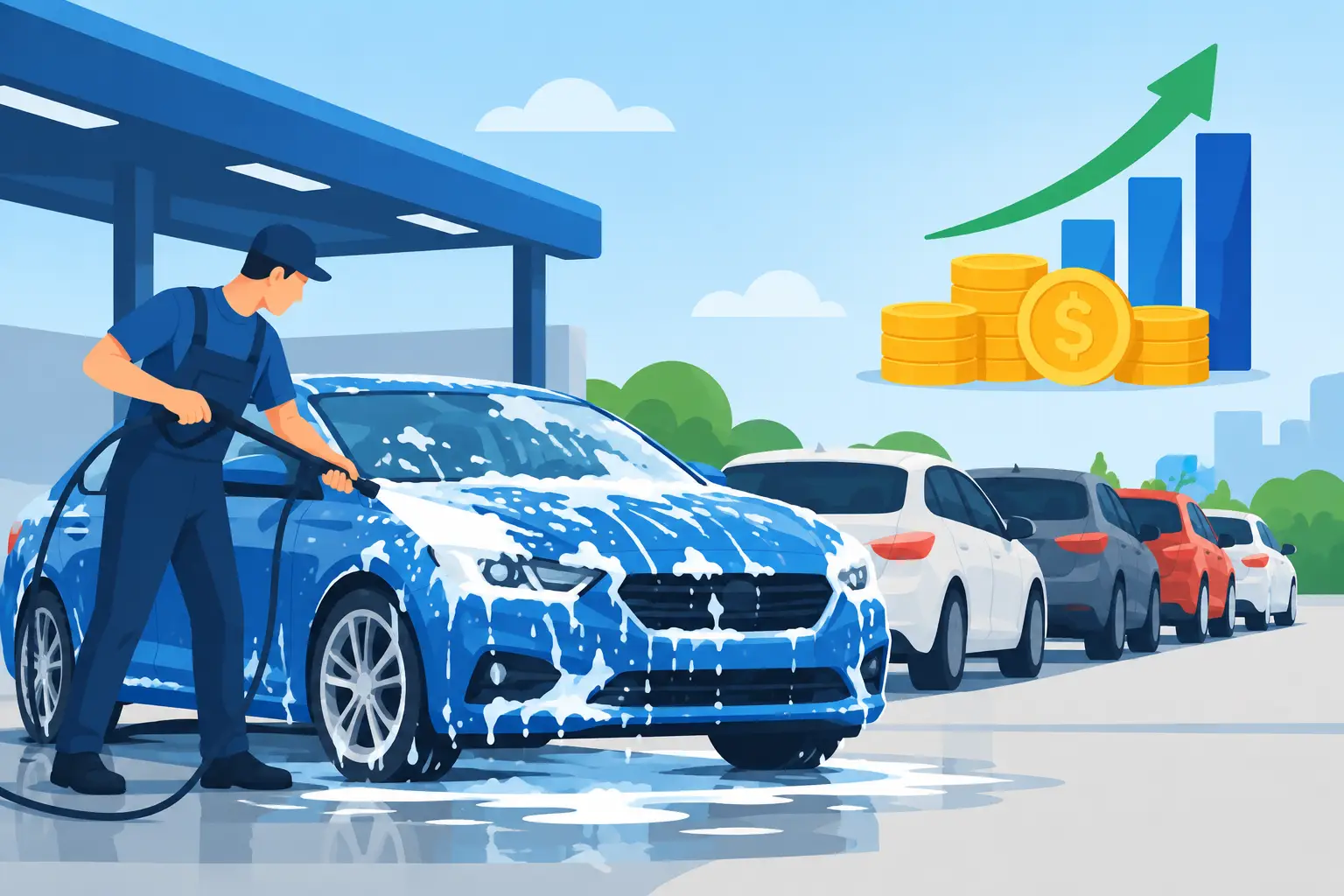 ¿Cuántos autos lavar al día para ganar dinero?