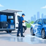 Sistema listo para operar de auto lavado móvil